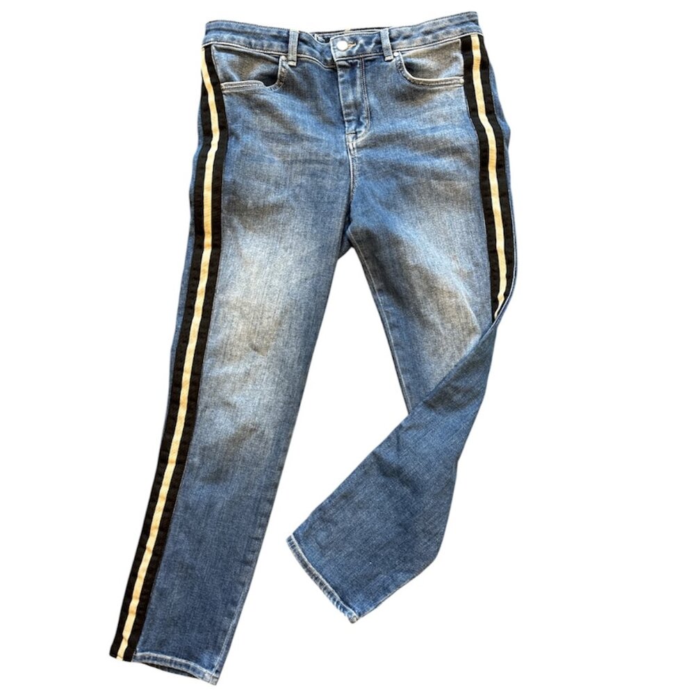 Karen Millen Midrise Side Stripe Blue Jeans